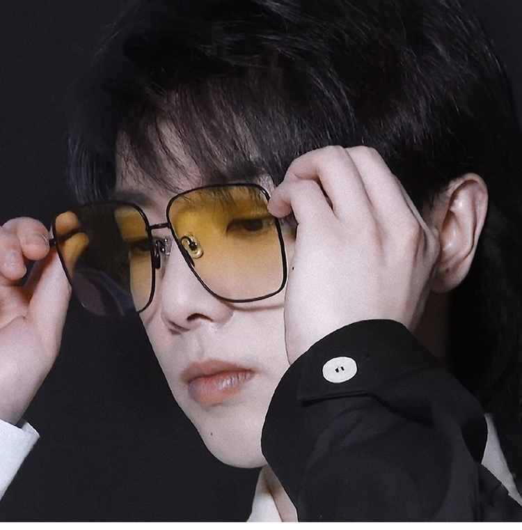 liruisi 华晨宇同款牛油果色墨镜男士韩版复古大方框显脸小太阳镜女潮