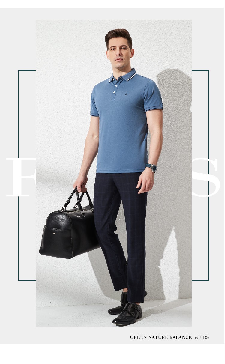 杉杉firs男装夏季男短袖t恤男桑蚕丝混纺亲肤舒适夏天短袖翻领polo领