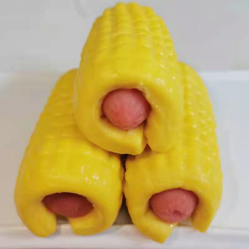 营养早点卡通馒头玉米型速冻半成品包子 玉米热狗2袋 红豆卷2袋【图片