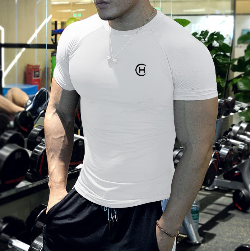 李宁夏季肌肉速干拼色短袖t恤男夏季休闲运动训练透气半袖紧身健身衣