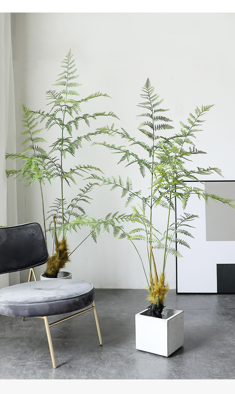 2022新 款可狄(kedi) 猴头蕨金丝仿真假树室内植物大型盆栽客厅摆件