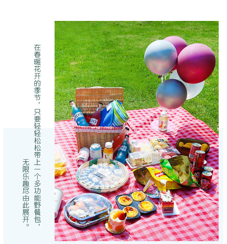 野餐垫户外便携防水秋游公园野炊野餐布外出野外郊游地垫子ins红白