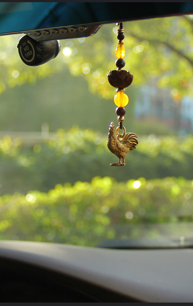中国风十二生肖鸡钥匙扣挂件黄铜公鸡摆件斩桃花复古纯铜金鸡吊坠