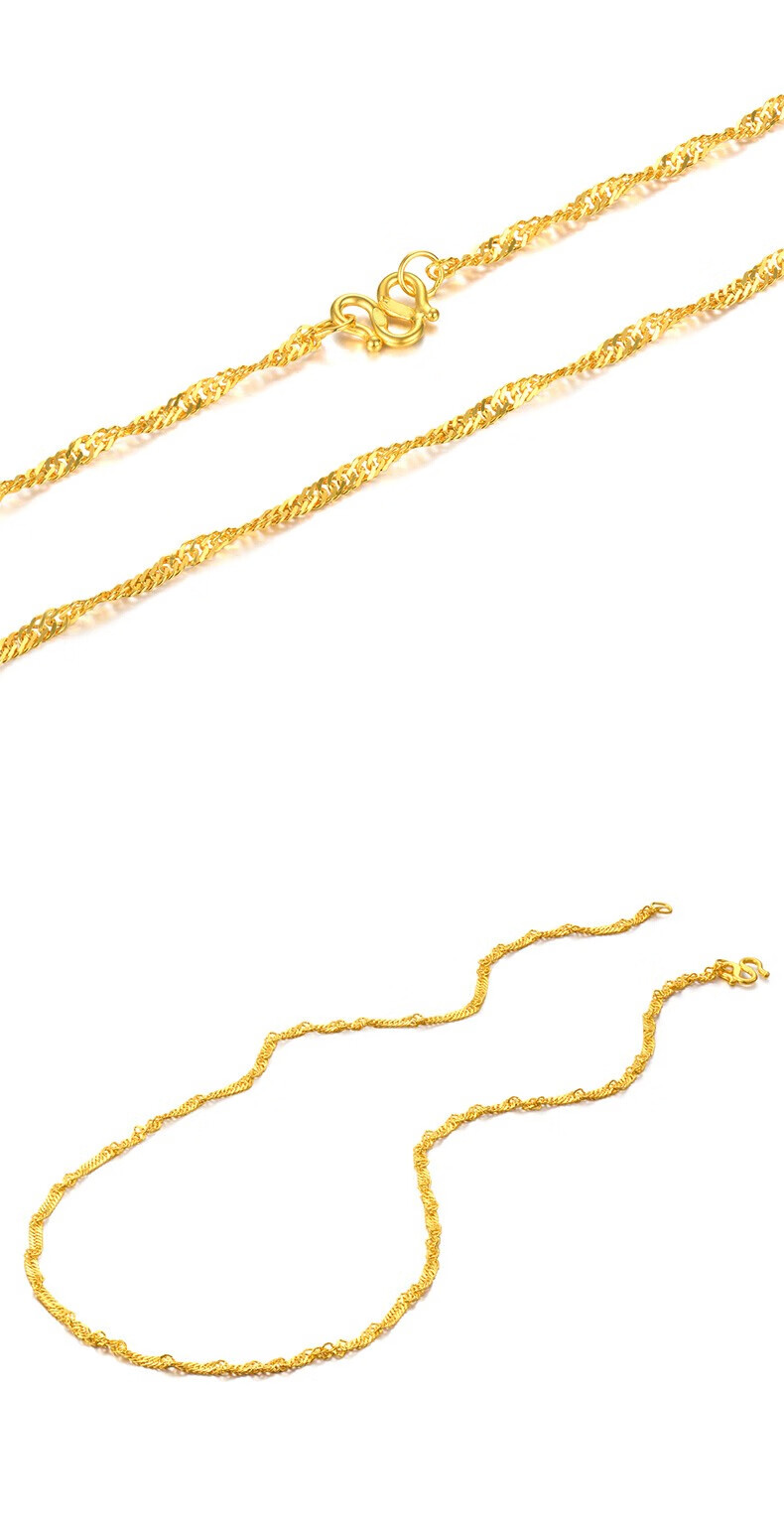 老凤凰黄金项链足金项链水波链女士款百搭吊坠女士黄金项链5354克