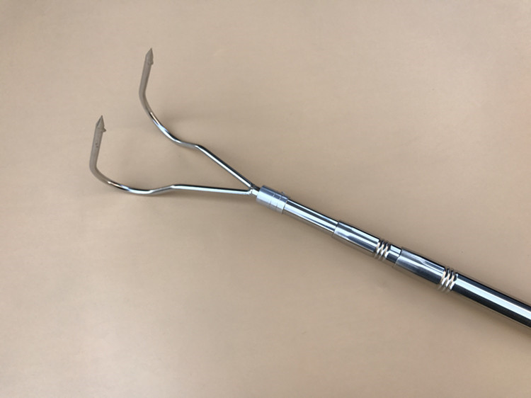 不锈钢伸缩取物双搭钩 可拆u型金属水草钩子 3米4米5米不锈钢伸缩 4米