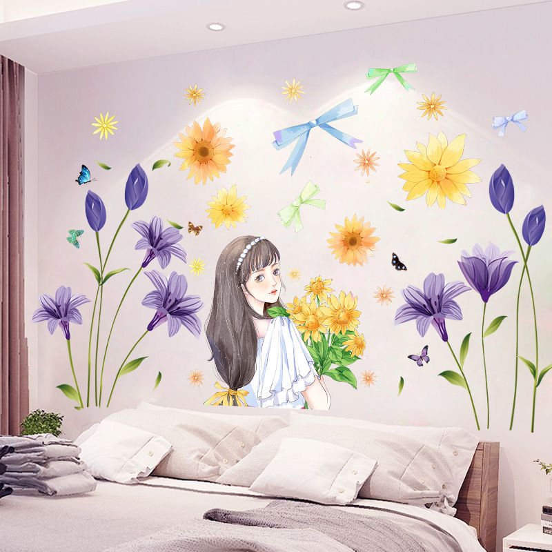 壁纸贴画背景墙装饰品墙纸自粘女孩床头布置温馨卧室背景墙装饰墙上