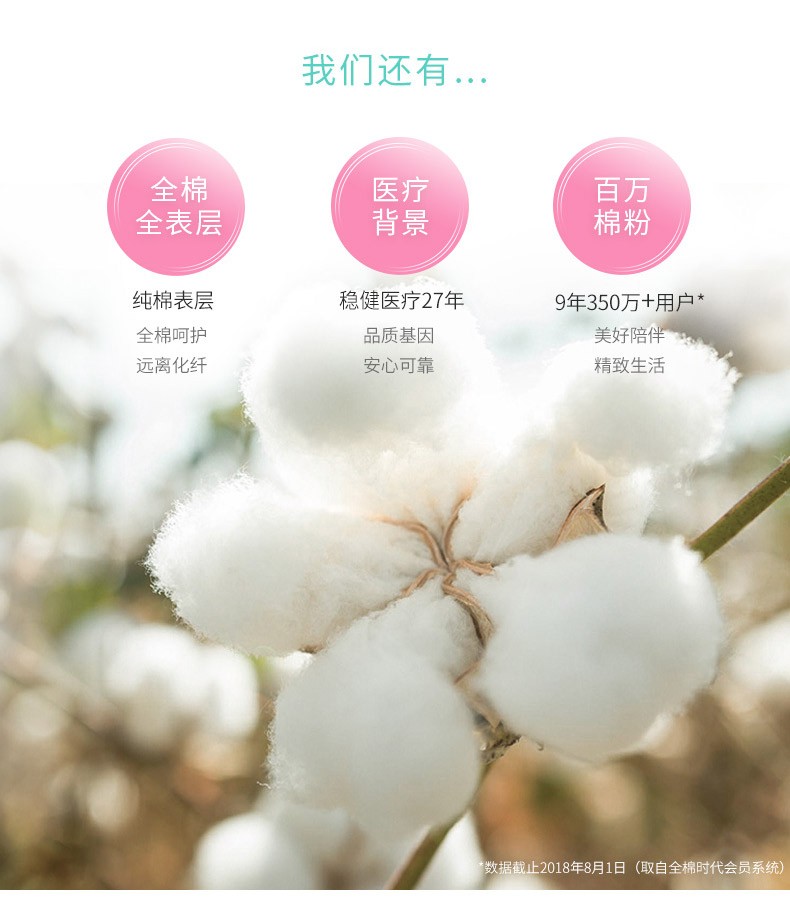 全棉时代护垫校园系列奈丝公主全棉护垫150mm1盒