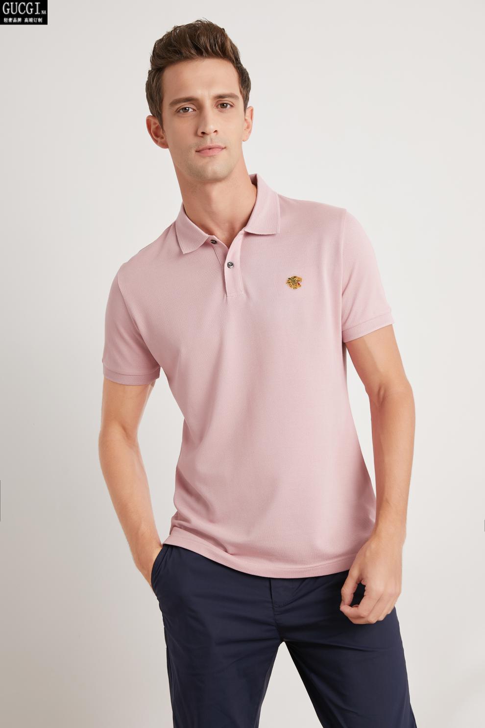 意大利轻奢侈品牌虎头刺绣纯棉珠地料短袖t恤翻领上衣polo衫男保罗风