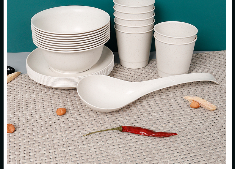 350ml白色稻壳一次性餐具碗筷套装加厚家用过年酒席结婚饭店 350ml四