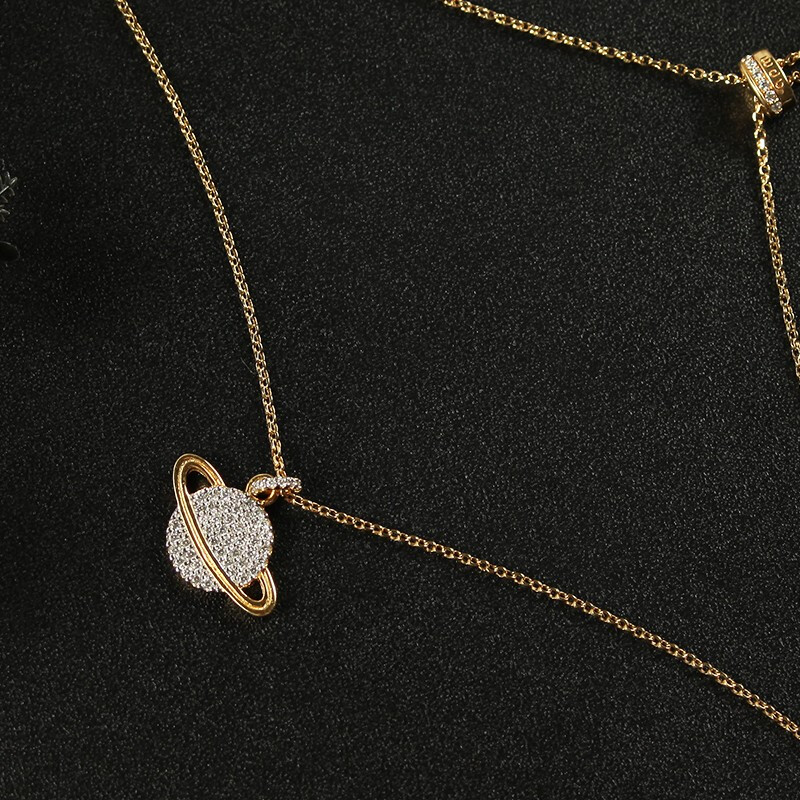 apmmonaco女士银色925银粉色锆石星球项链纪念日生日礼物情人节礼物送