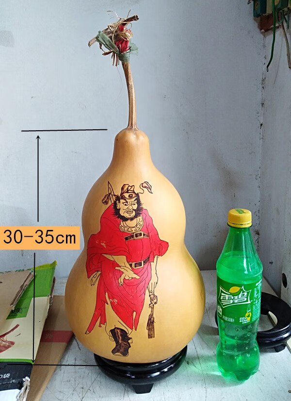 葫芦烙画钟馗 天然大中小号葫芦手工烙画钟馗10-45cm摆件工艺品艺术品