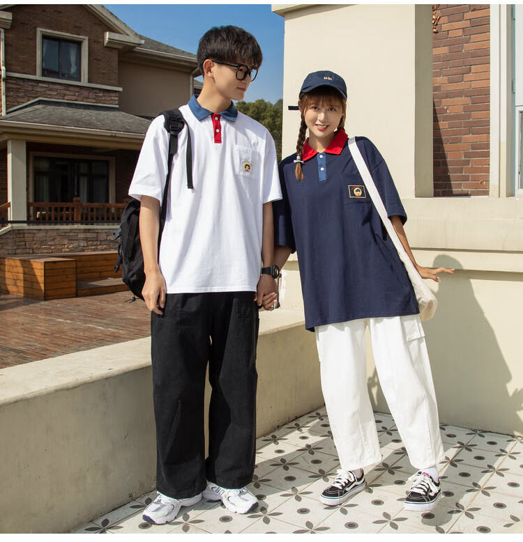 尊尚鸟夏装新款情侣短袖t恤男女班服初中高中学生宽松百搭半袖体恤