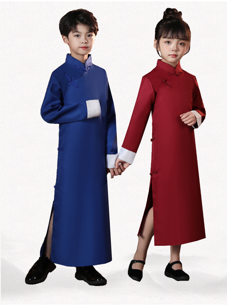 儿童相声演出服装五四民国长衫大褂中式长袍马褂说书人男女表演服