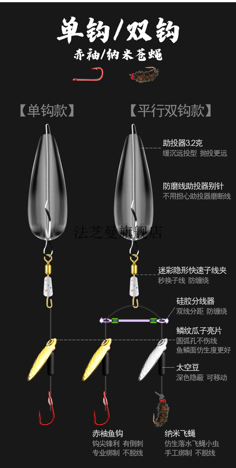 2022新款 不伤线瓜子亮片套装绑好翘嘴白条马口饵飞蝇钩助投器远投