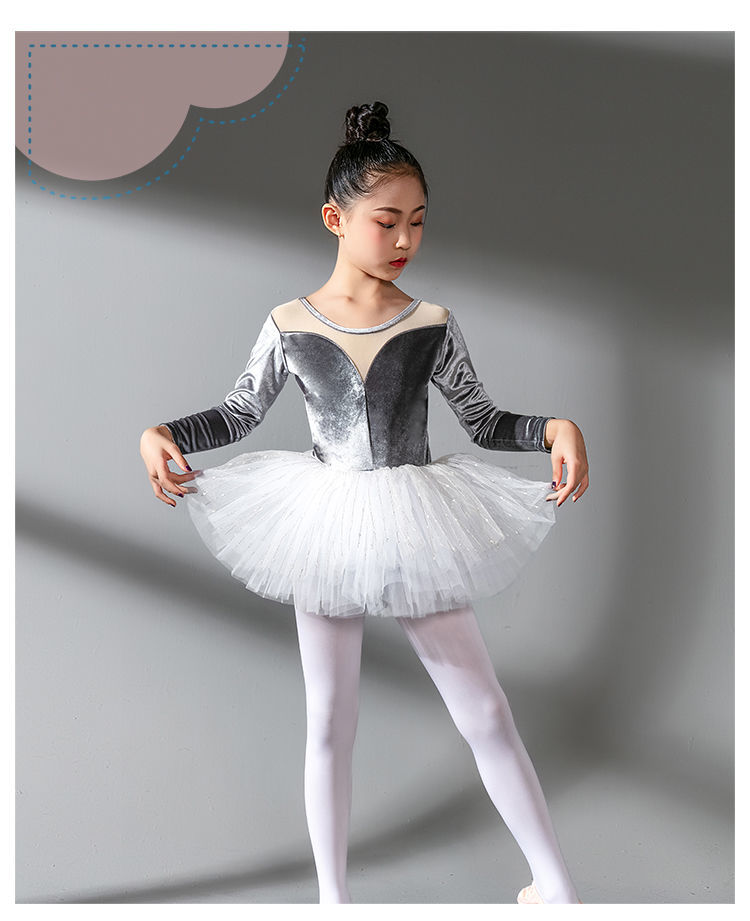蔓娇绮儿童舞蹈服女儿童金丝绒拼接连体紧身考级女孩新款表演练功服