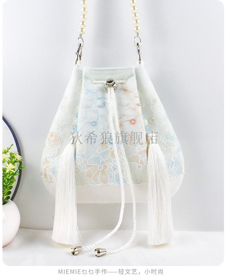 原创森系古风汉服斜挎手提包包民族风汉元素配古装小众帆布荷包袋