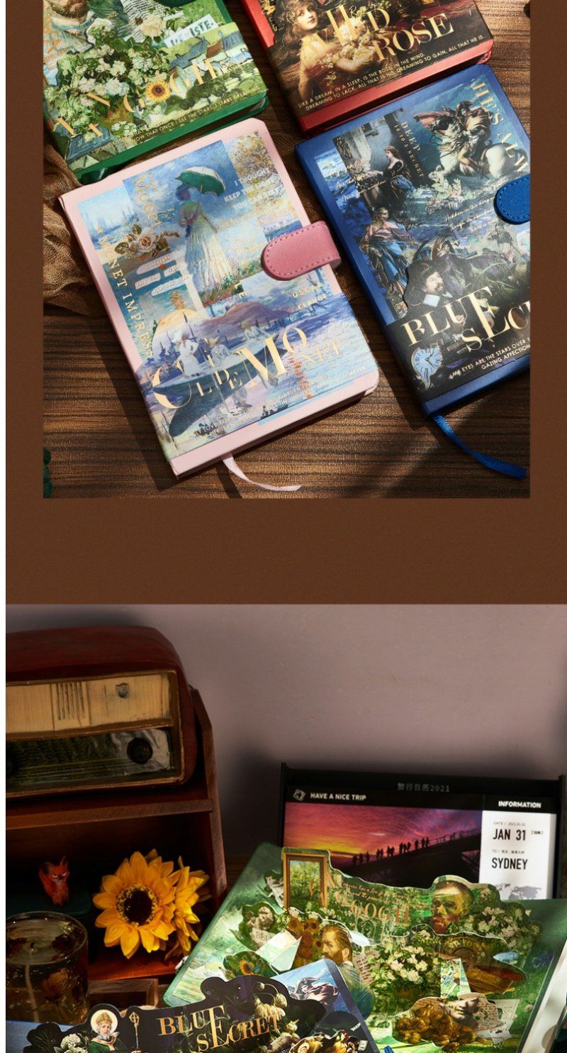 senmub6油画笔记本本子立体油画手账本文艺精致ins风记事本小清新日记