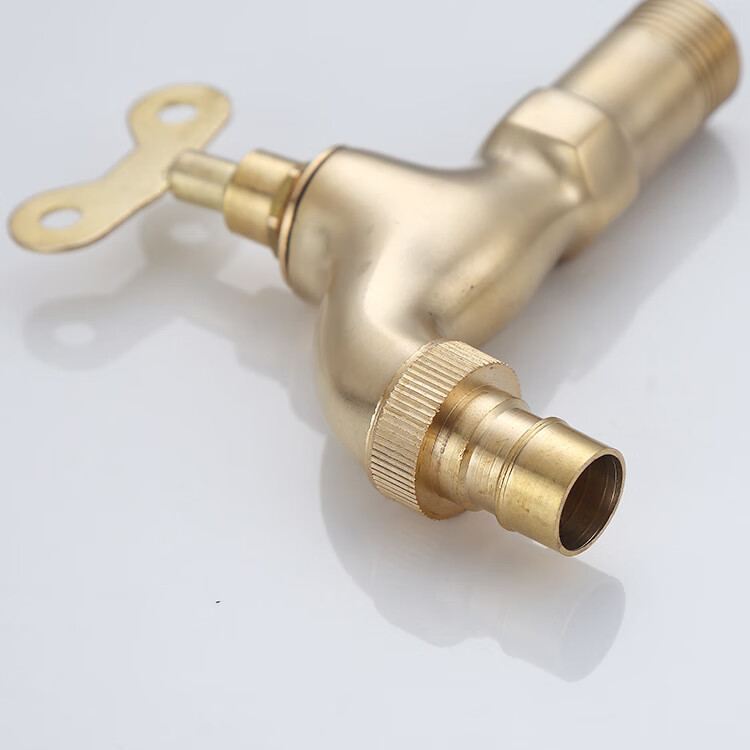 黑宁铜本色带钥匙洗衣机水龙头快开水嘴入墙式洗衣机水龙头铜色中长
