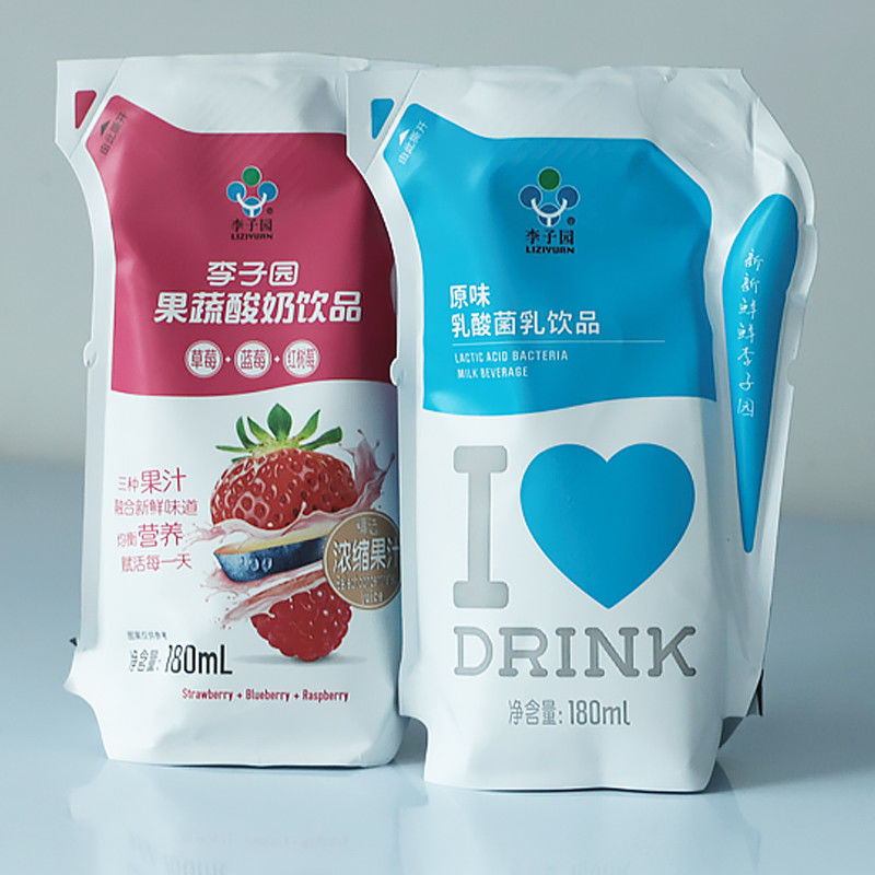 李子园甜牛奶轻巧包原味乳酸菌草莓果蔬酸奶早餐健康饮品180ml袋草莓