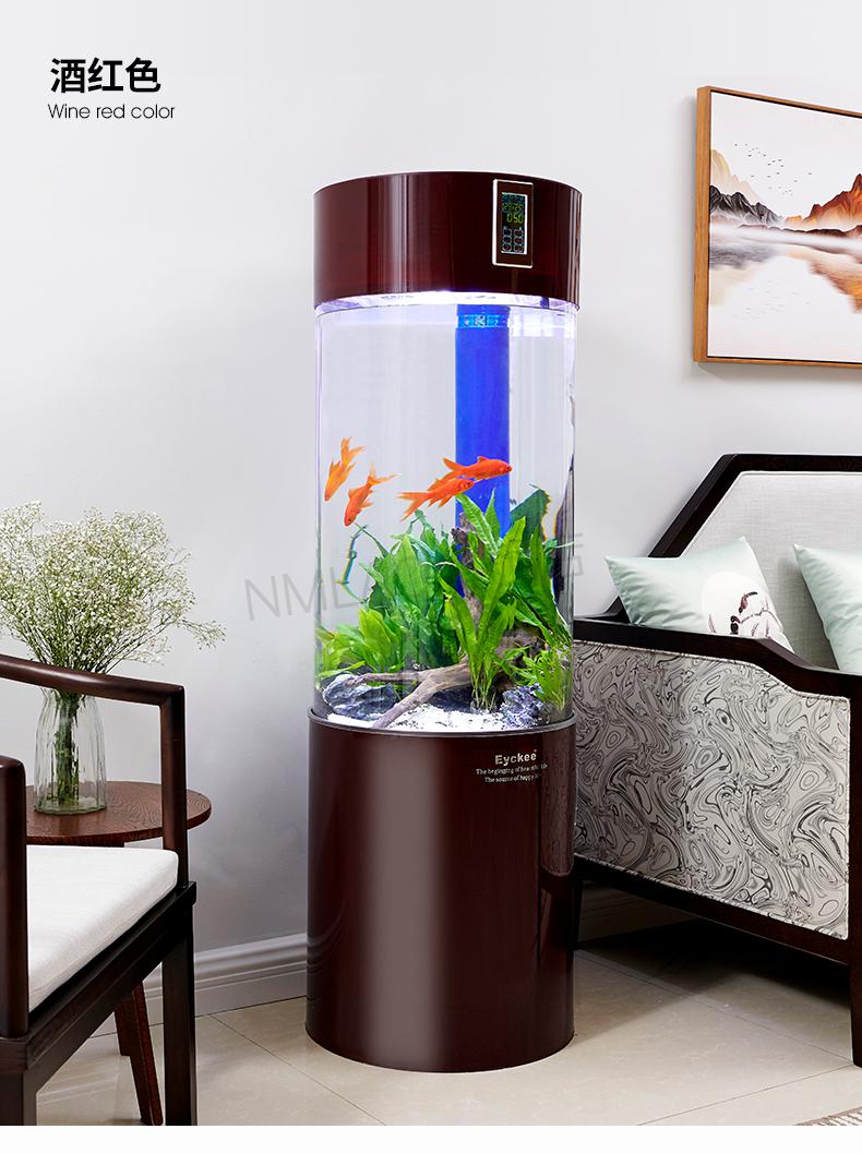 2022新款 圆柱鱼缸客厅 爱客鱼缸水族箱小型斗鱼生态创意鱼缸圆柱