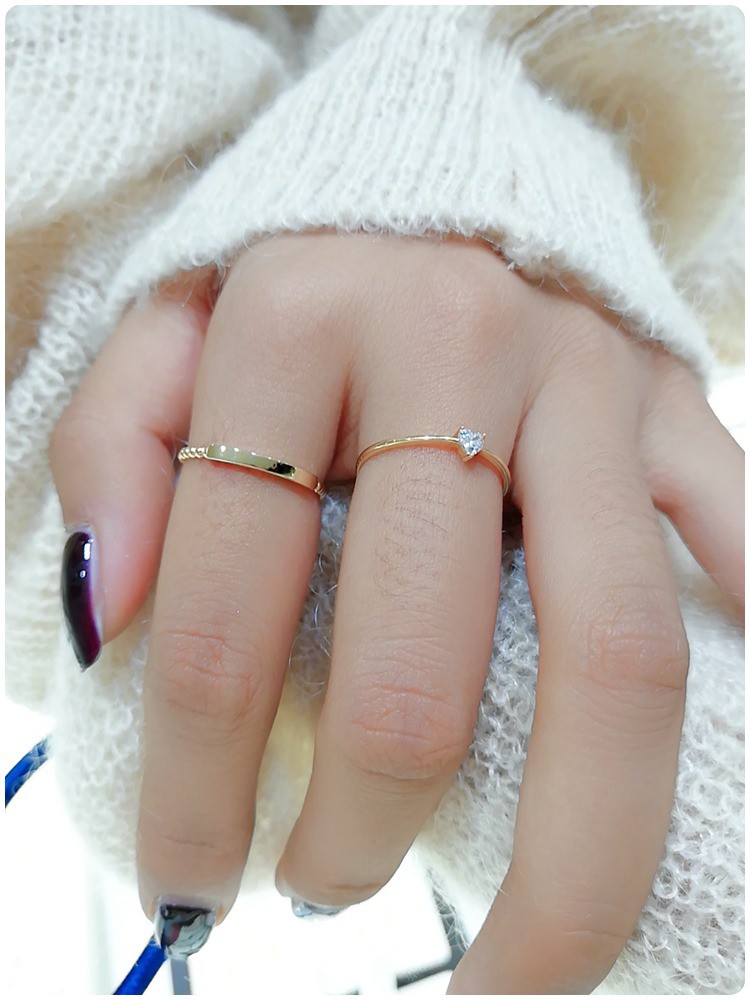 圣手摘星韩国流行纯14k金简约女士细戒指花戒无名指百搭时尚少女风