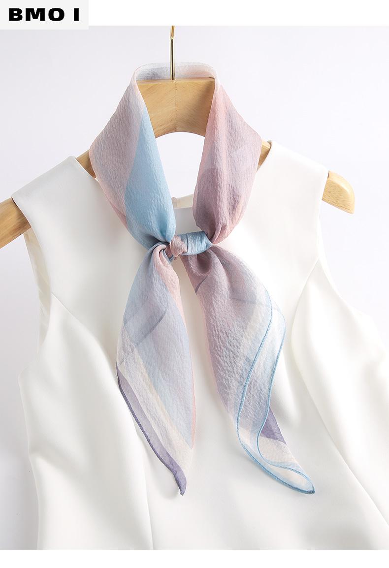 夏天重磅日常款真丝小方巾丝巾女高级感围脖纱巾女夏季薄款桑蚕丝围巾