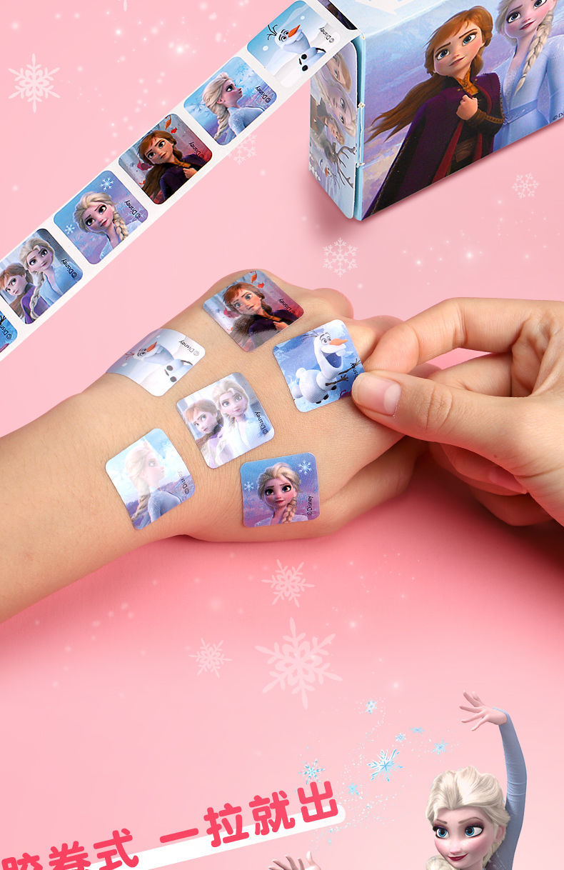 迪士尼新品卡通卷卷贴纸冰雪奇缘自粘贴艾莎公主贴ins风手账素材装饰