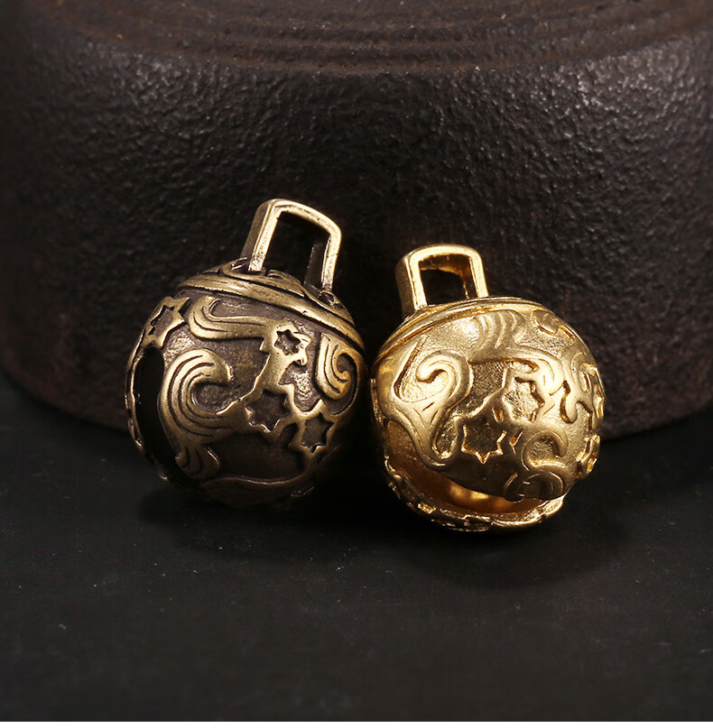 藏族黄铜复古手工驱魔铜铃铛汽车挂件钥匙扣挂件男女腰饰配件(带挂绳)