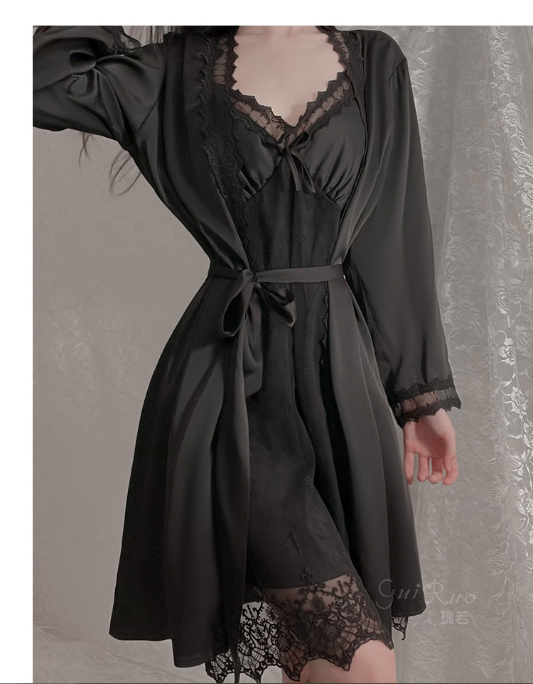 保密发货瑰若性感蕾丝透视诱惑低胸睡衣荷叶边吊带睡裙女家居服舒适