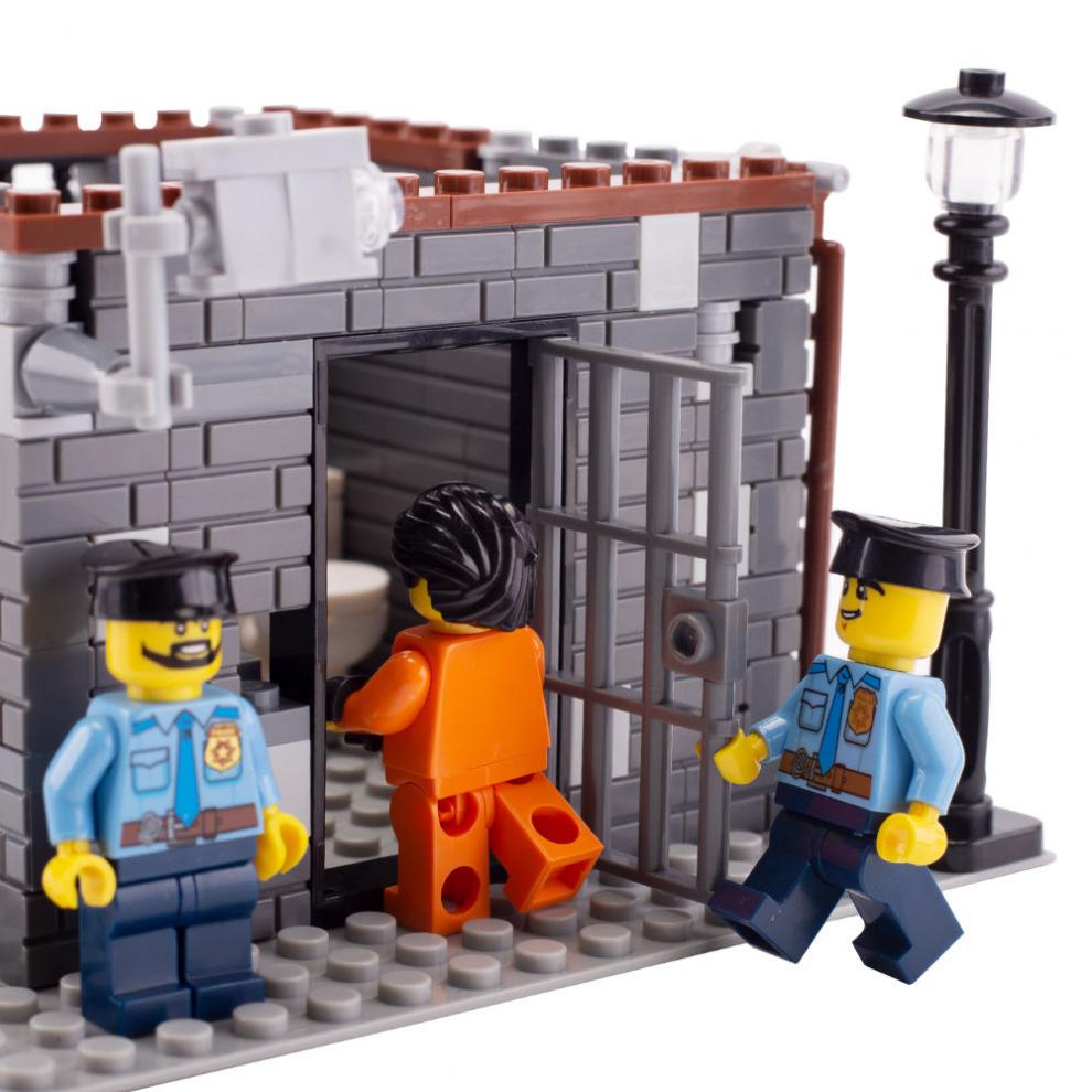 猫乐鱼乐··高(le·go)城市小颗粒积木人仔场景搭建监狱警察w牢房