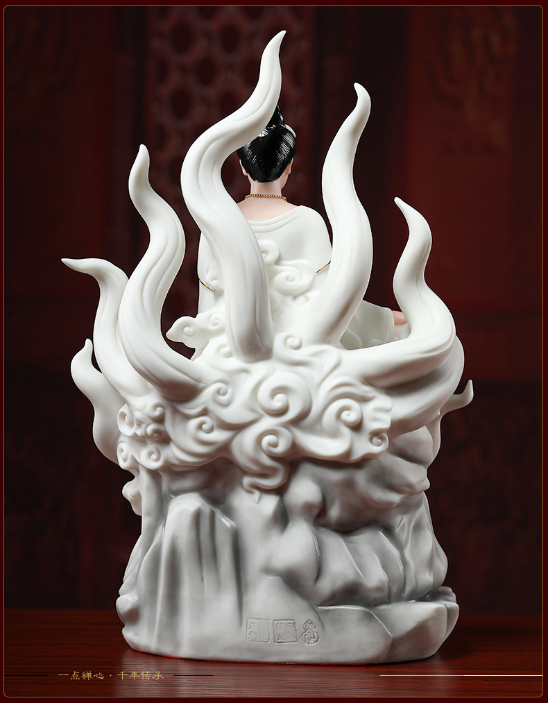 九尾狐仙神像陶瓷摆件九尾狐女家用供奉佛像居家家用客厅装饰品摆设d