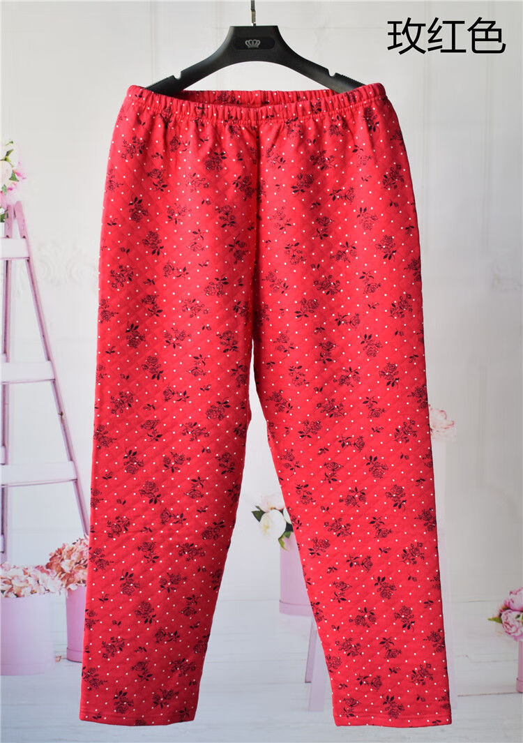 中老年人全纯棉敞口保暖棉裤女秋冬季三层加厚夹棉加厚家居保暖裤棉秋