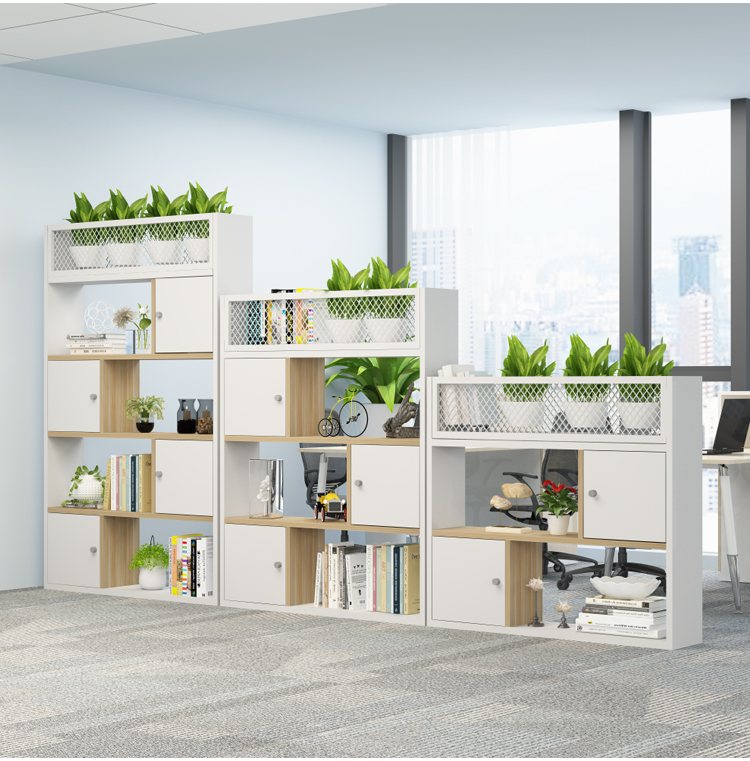 隔断柜办公室置物木质组合矮柜文件柜双面镂空屏风花槽柜展示架333