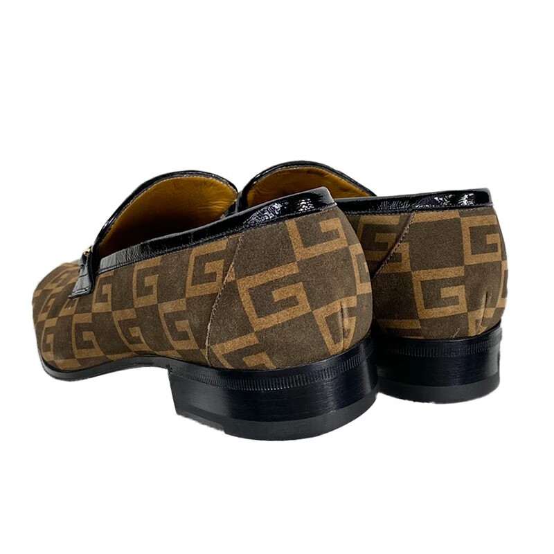 精品古驰gucci小虎头logo商务休闲皮鞋一脚蹬男鞋现货撞色意码40