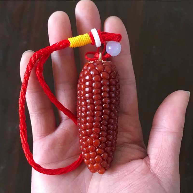 文玩小玉米盘玩手把件迷你玉米新宠红色玉米可做手串挂件生日礼物节日