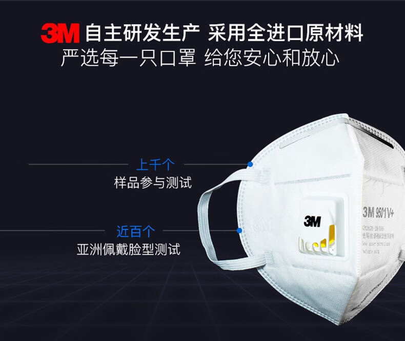 3m口罩n95带阀门kn95工业级别防尘罩9501v呼吸阀9001医护级别9501v25