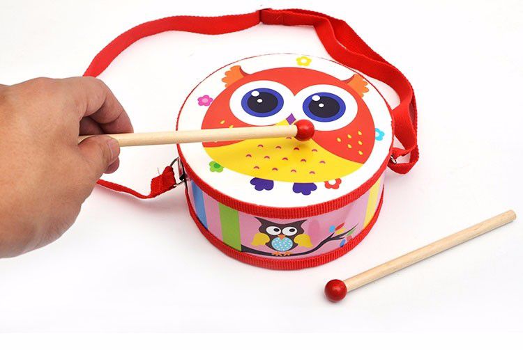 木制宝宝手敲鼓双面鼓儿童打击乐器拍拍鼓音乐玩具小鼓 海洋15厘米