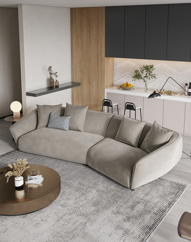 优梵艺术香榭丽舍现代轻奢设计师弧形布艺沙发极简异形沙发客厅小户型