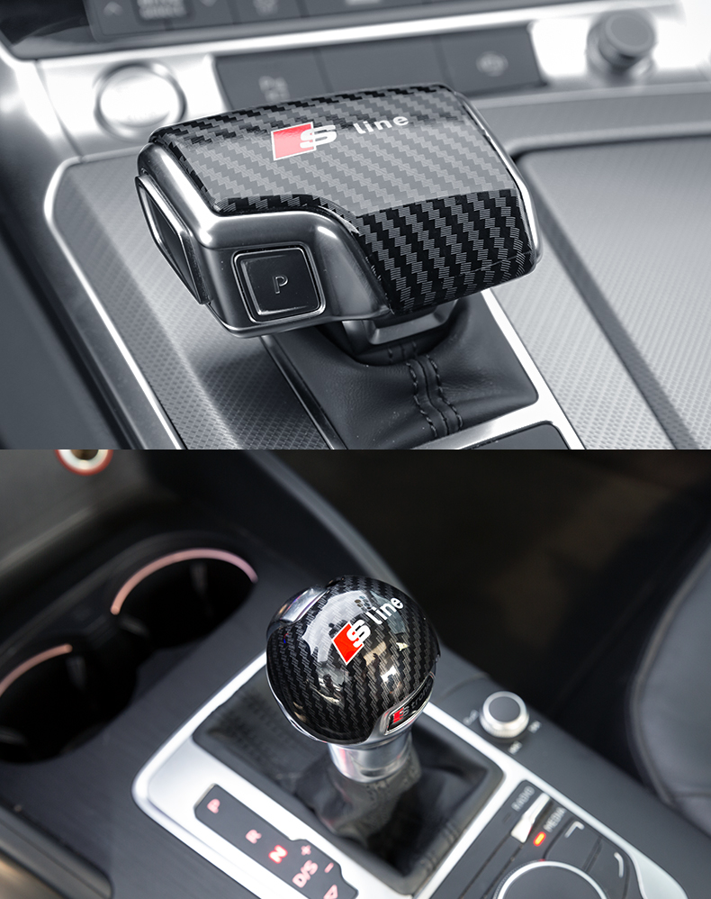 适用于奥迪a4la6q5lq3汽车档把套a3q2q7车内装饰用品碳纤维排挡壳a款