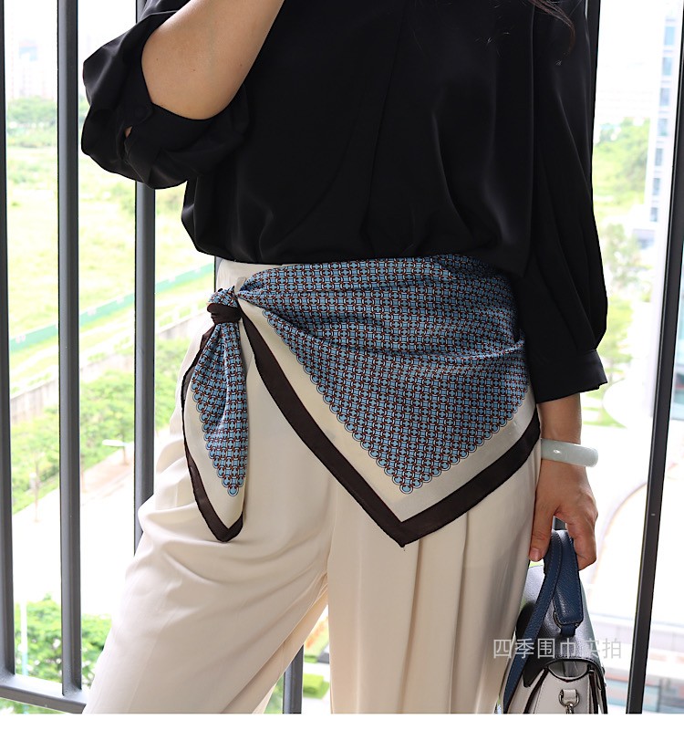 七夕节礼物啄木鸟系腰丝巾小方巾女嘻哈街舞ins领巾韩版装饰头巾复古