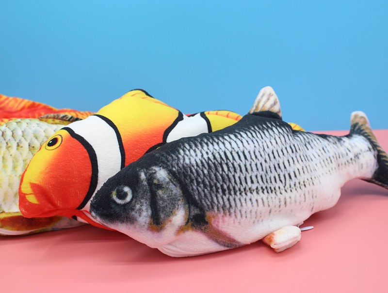 定制玩具鱼仿真电动鱼儿童玩具逗娃逗猫玩鱼男孩女孩毛绒玩具 鲫鱼