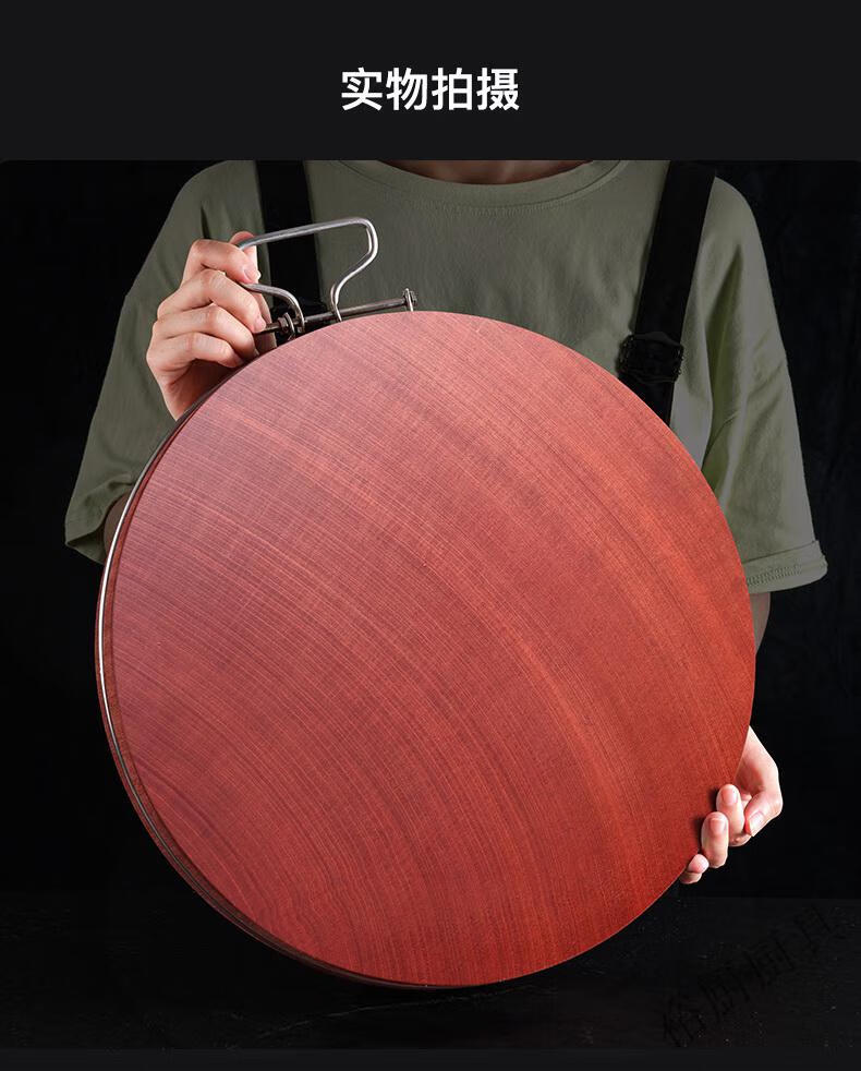 菜板实木家用铁木砧板正宗越南切菜刀板整木红木菜墩案板铁木箍圈提手