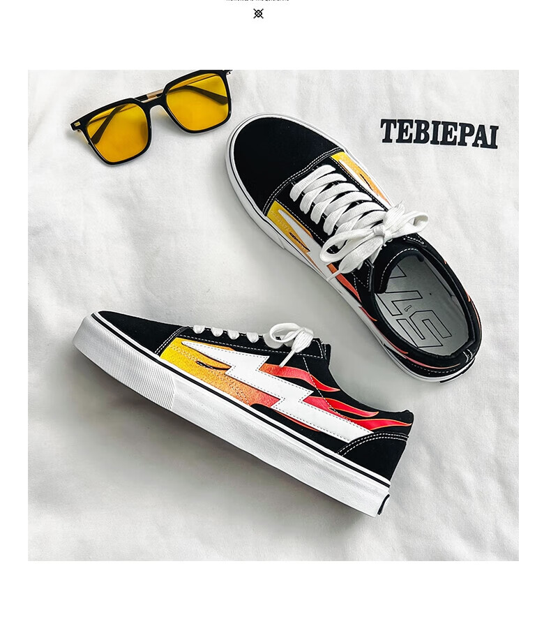 复仇风暴闪电鞋revenge x storm美版火焰帆布鞋男礼高低帮板鞋潮 蓝色