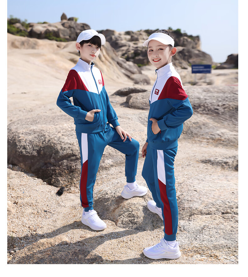 学院风班服套装幼儿园园服活力阳光会团体服蓝色三件套外套裤子t恤1cm