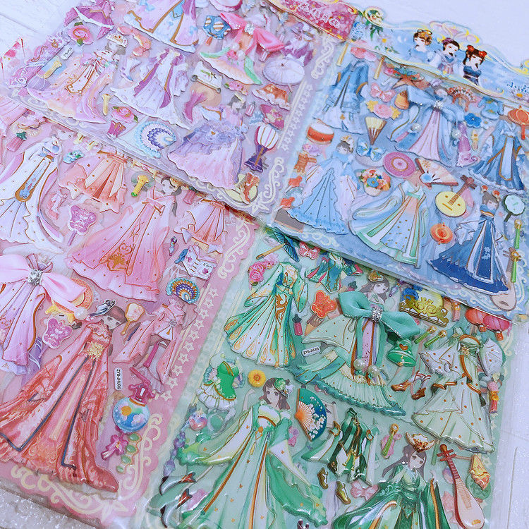 换装贴纸古装儿童公主贴纸换装秀古装古风换装贴女孩换衣服卡通粘贴画