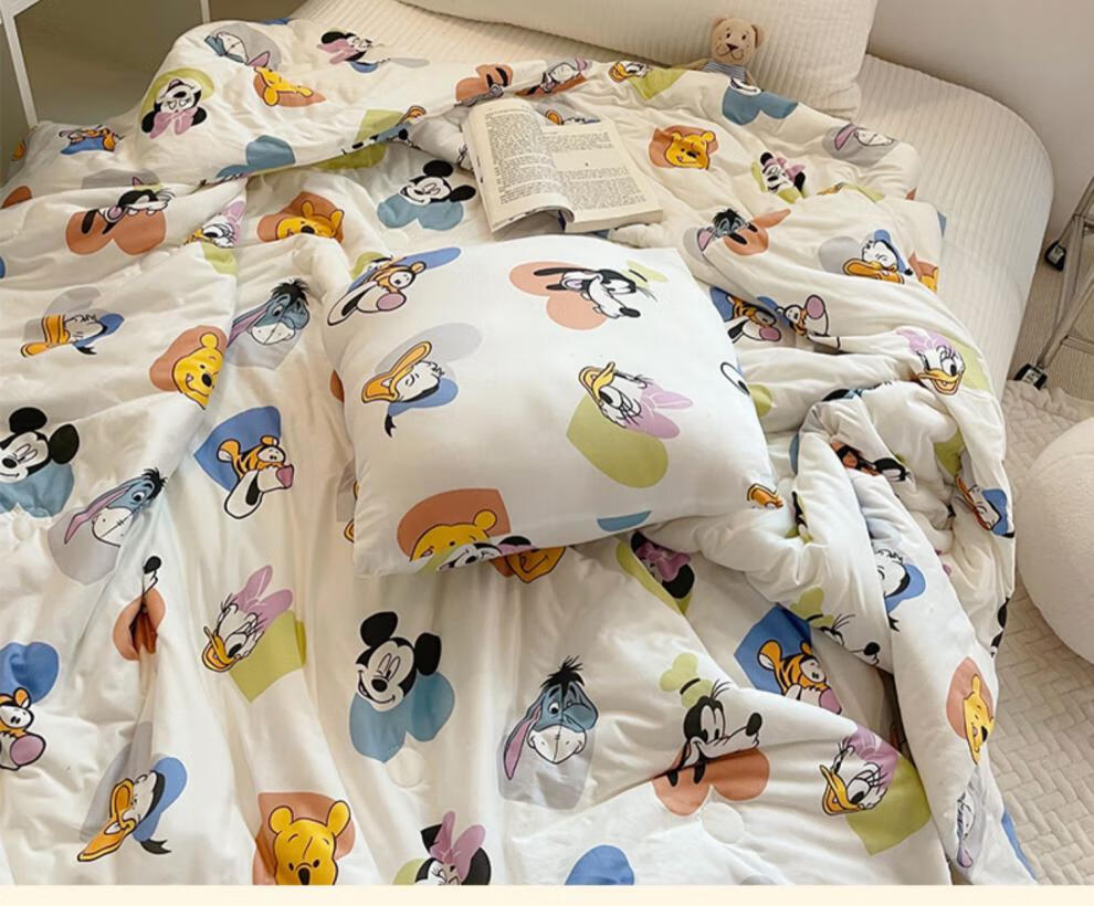 可爱米奇针织棉夏被空调被史努比夏凉被可机洗薄被子史努比白柔软舒适