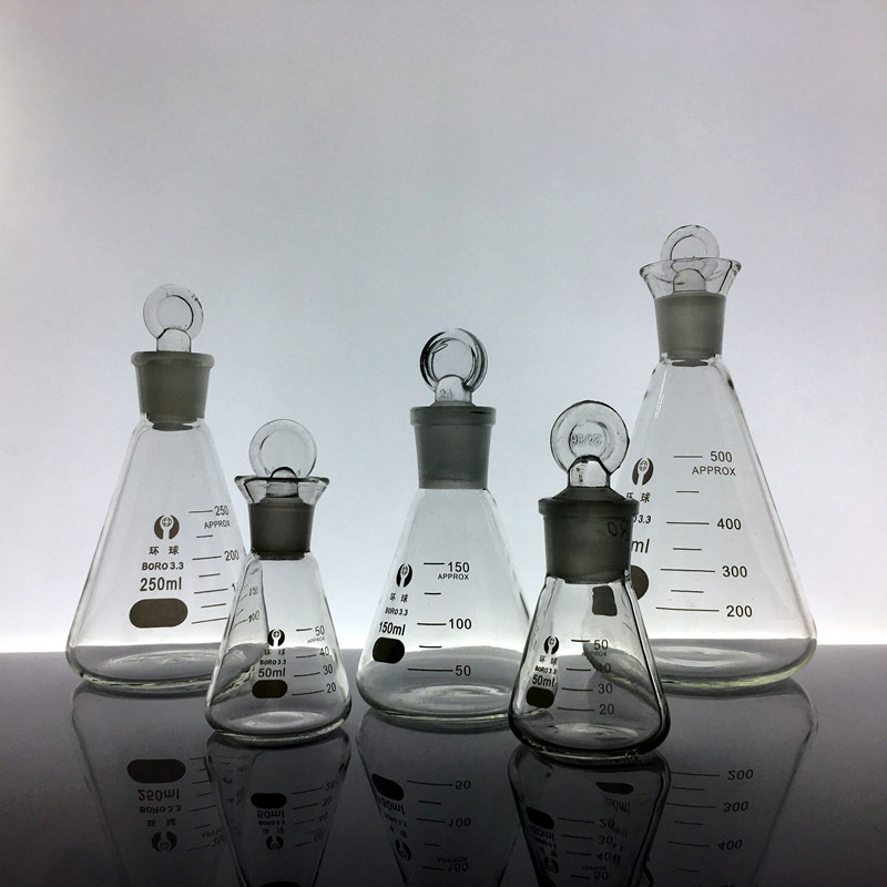定制 具塞三角烧瓶 碘量瓶 定碘三角烧瓶 50 100 250ml 定碘三角烧瓶