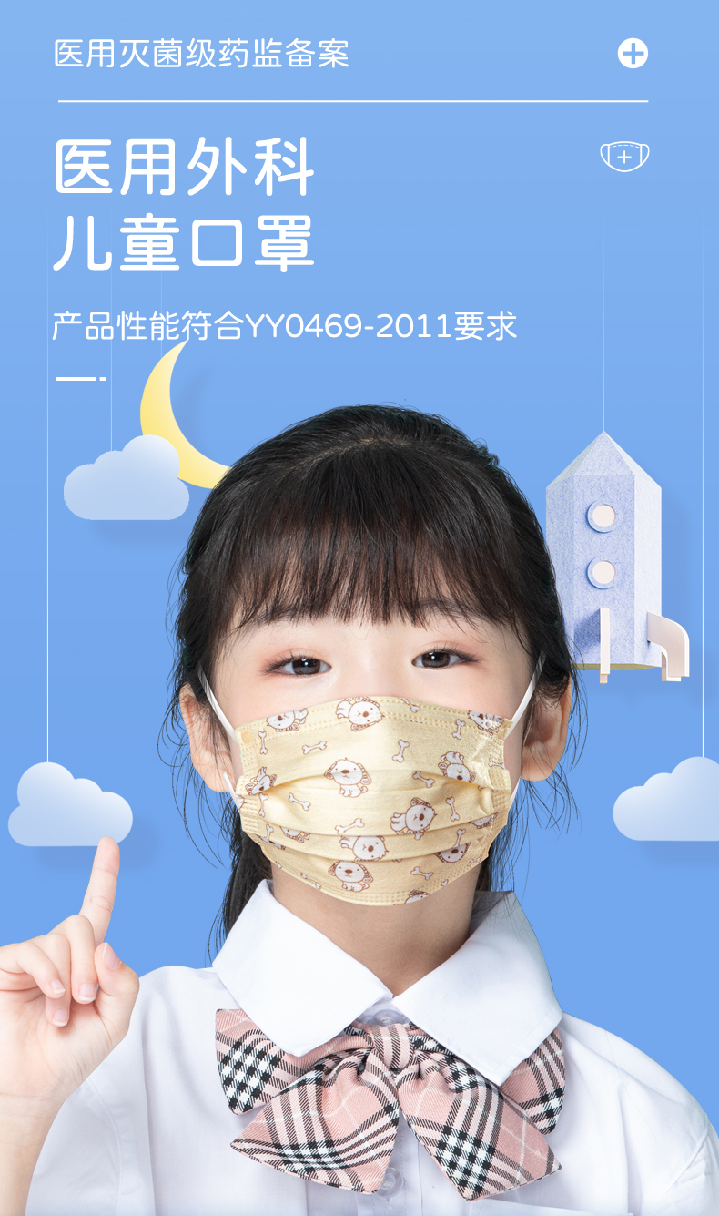 【京选推荐】一次性医用外科口罩儿童无菌医护男女童小孩专用非独立装
