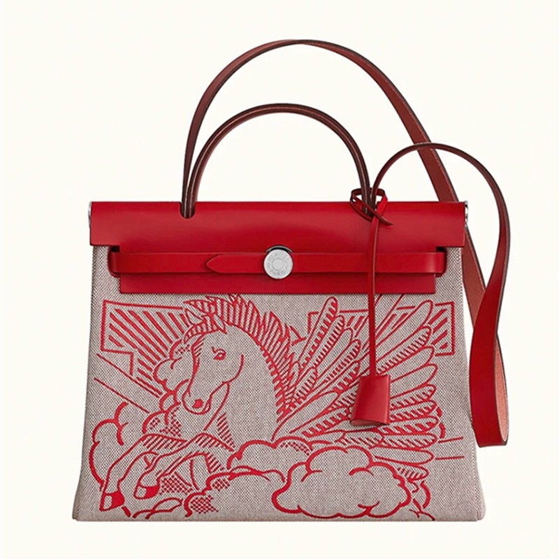 hermes爱马仕限定款飞马herbag31帆布手提包单肩包预售