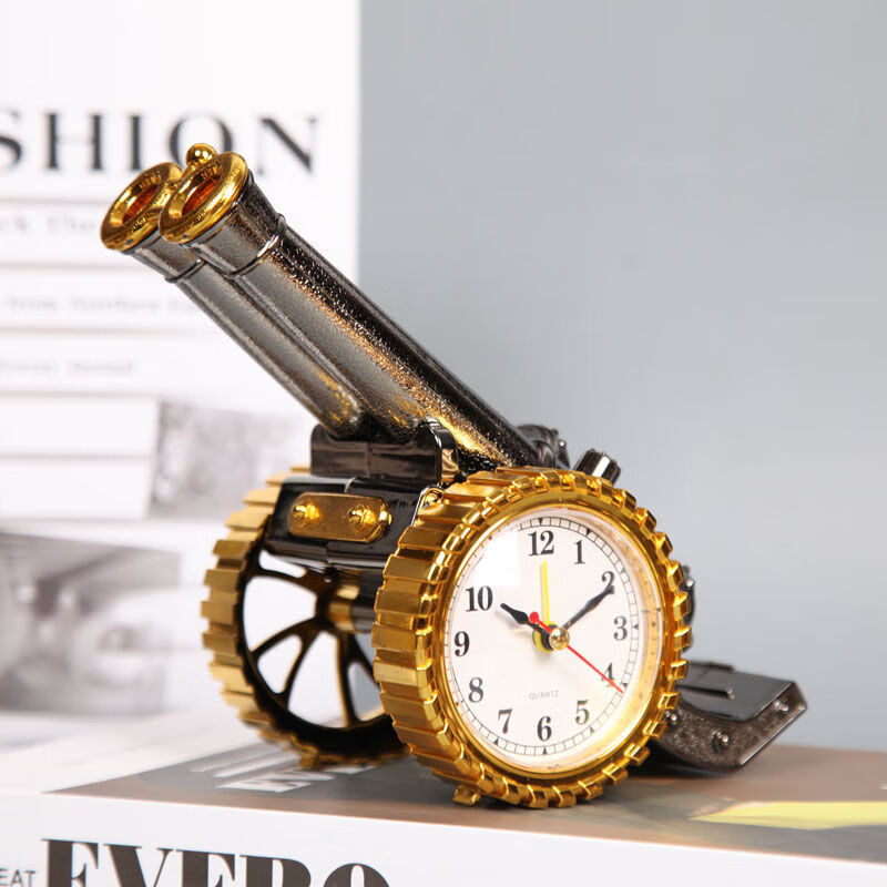 学生卡通闹钟时钟创意礼物车载火箭小闹表一帆风顺乌金色